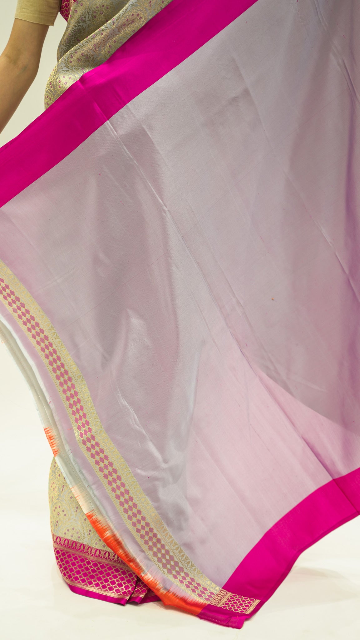 Frost Bloom Brocade Katan Silk Saree