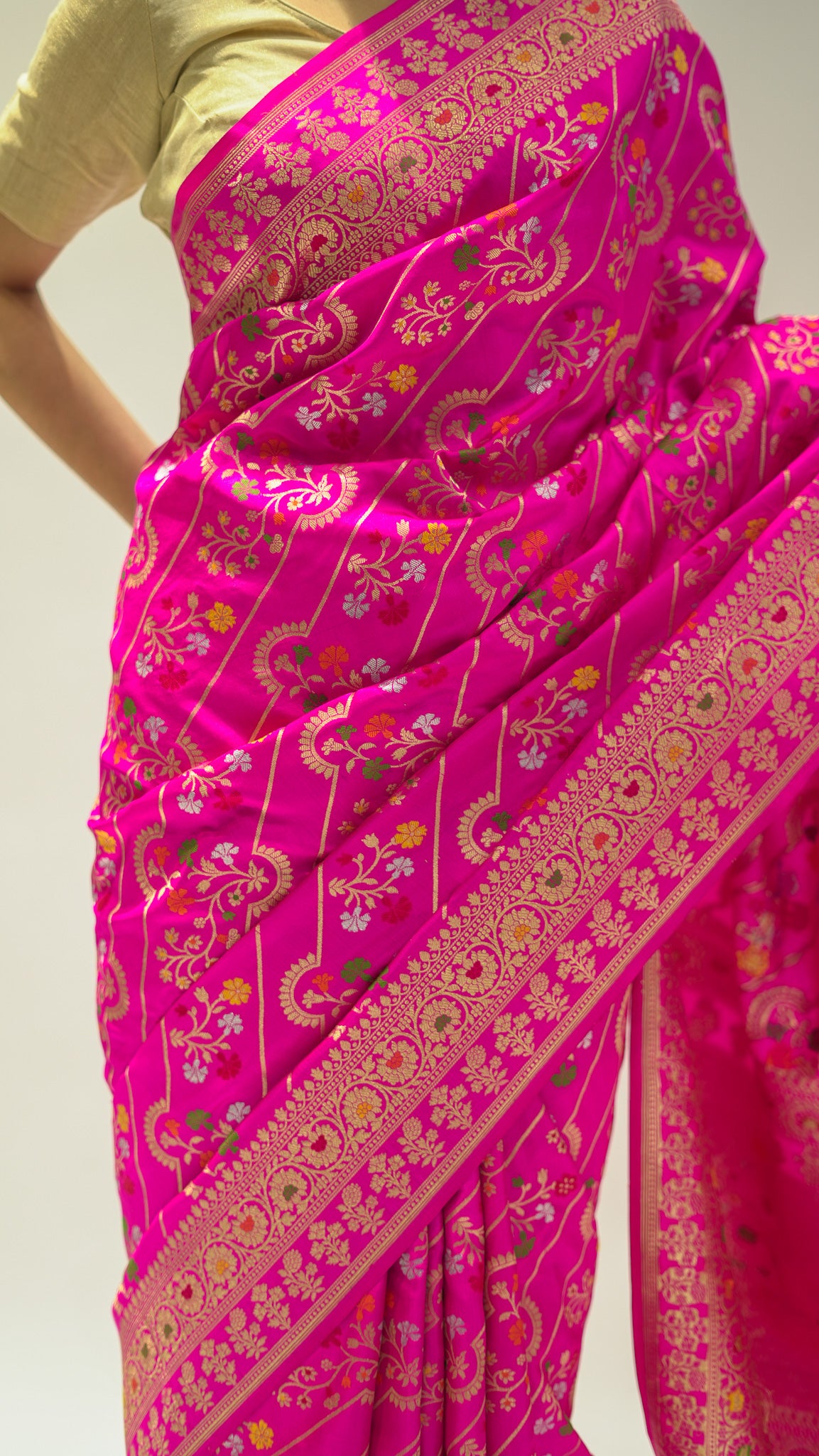 Rani Geometric Weave Iktara Silk Saree
