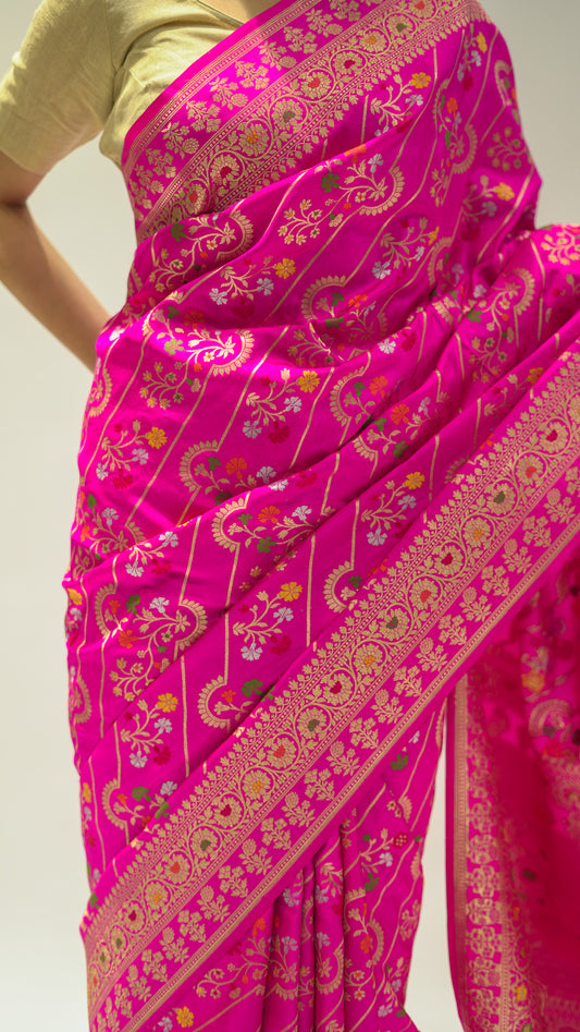 Rani Geometric Weave Iktara Silk Saree