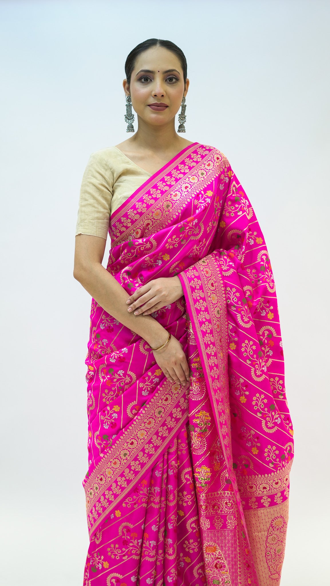 Rani Geometric Weave Iktara Silk Saree