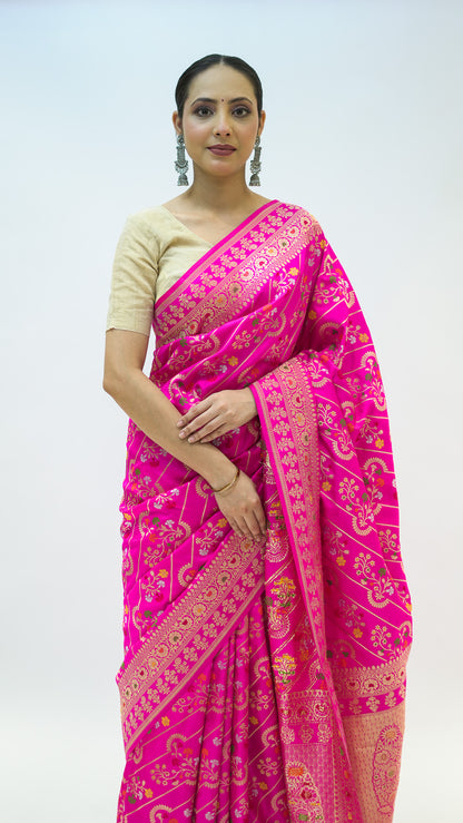 Rani Geometric Weave Iktara Silk Saree