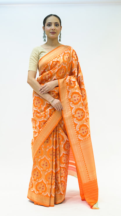 Amber Jaal Bloom Iktara Silk Saree