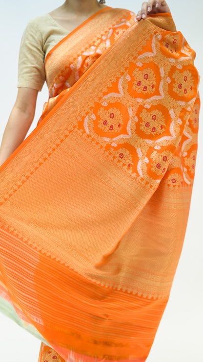 Amber Jaal Bloom Iktara Silk Saree