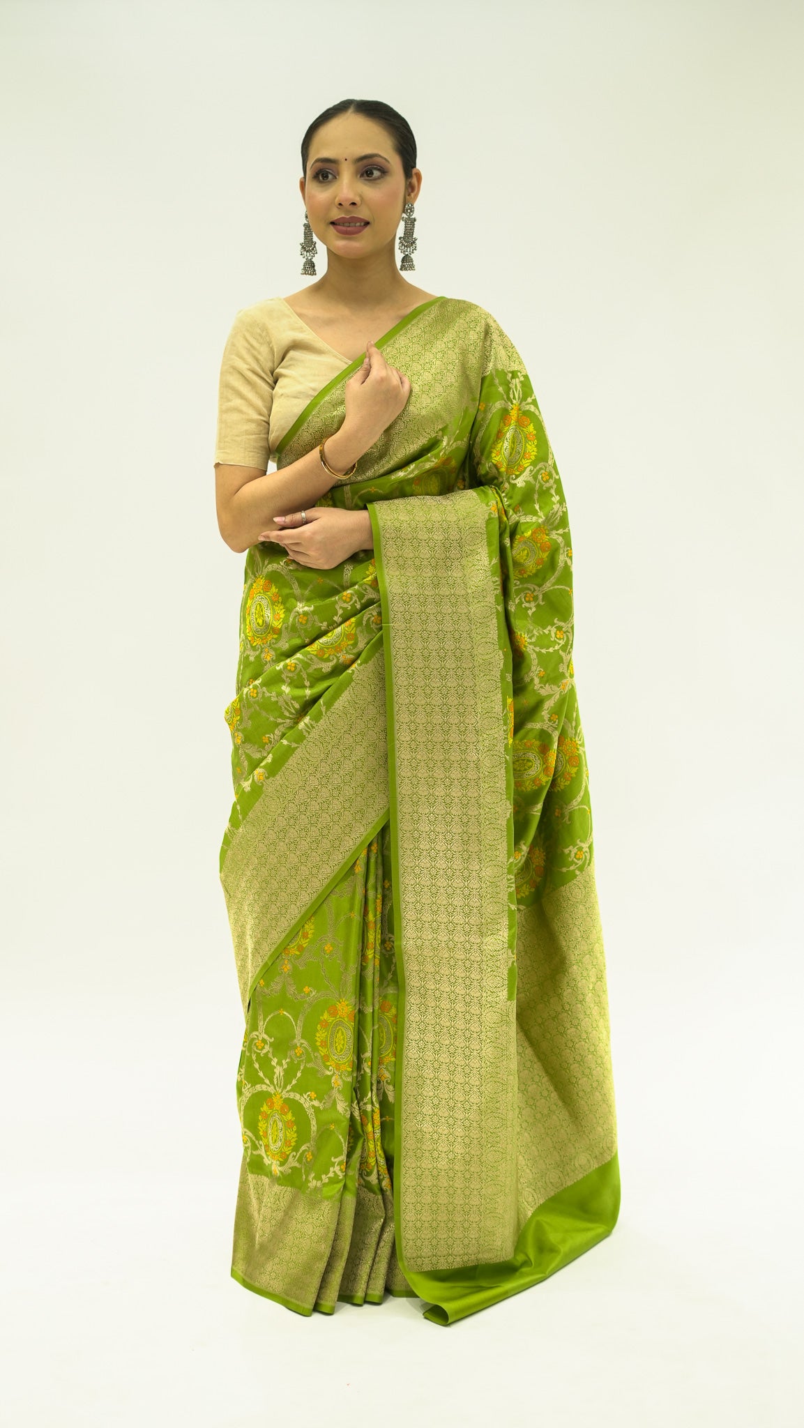 Mehndi Jaal Harmony Iktara Silk Saree
