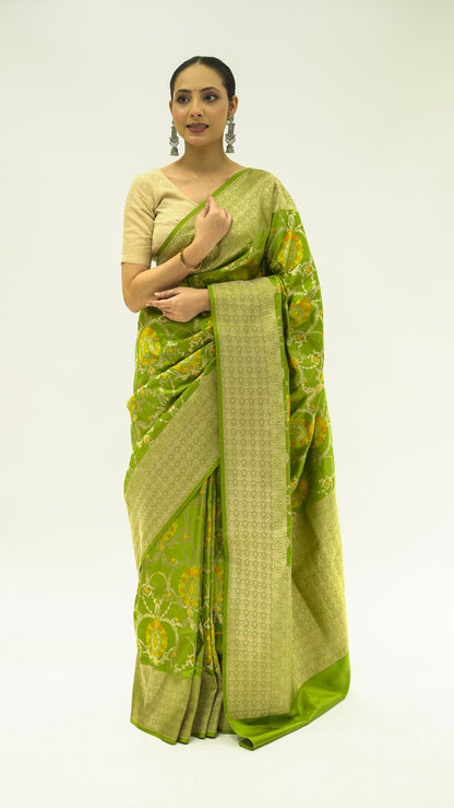 Mehndi Jaal Harmony Iktara Silk Saree