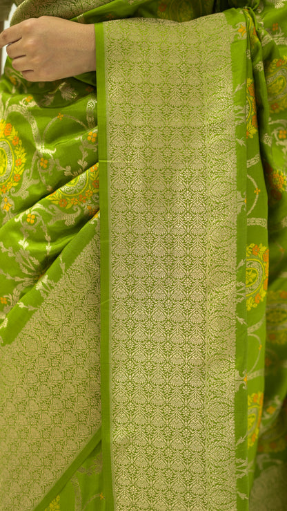 Mehndi Jaal Harmony Iktara Silk Saree