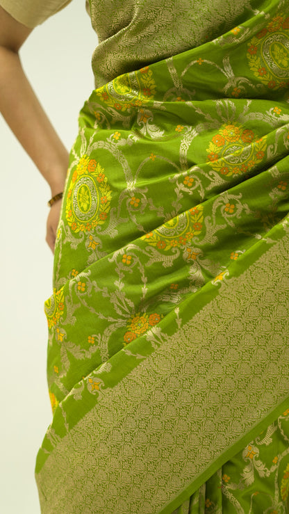 Mehndi Jaal Harmony Iktara Silk Saree