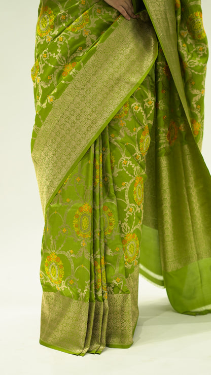 Mehndi Jaal Harmony Iktara Silk Saree