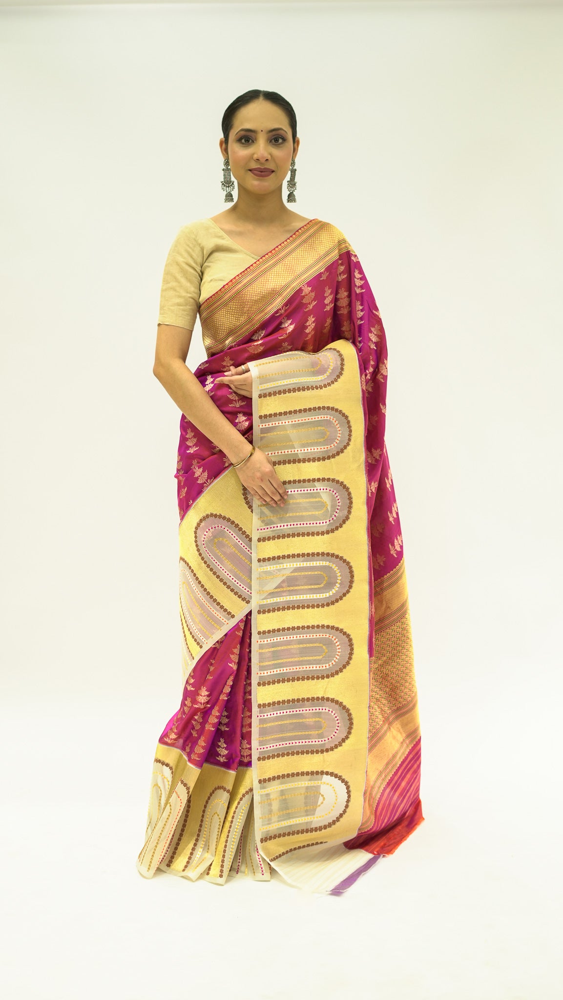Crimson Arc Elegance Katan Silk Saree