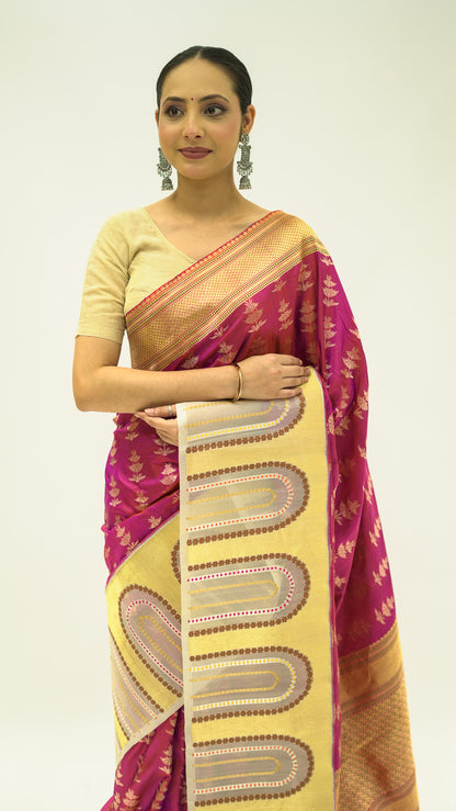 Crimson Arc Elegance Katan Silk Saree