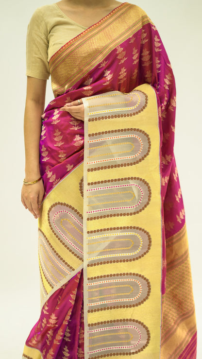 Crimson Arc Elegance Katan Silk Saree