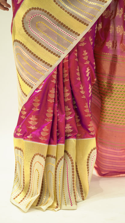 Crimson Arc Elegance Katan Silk Saree