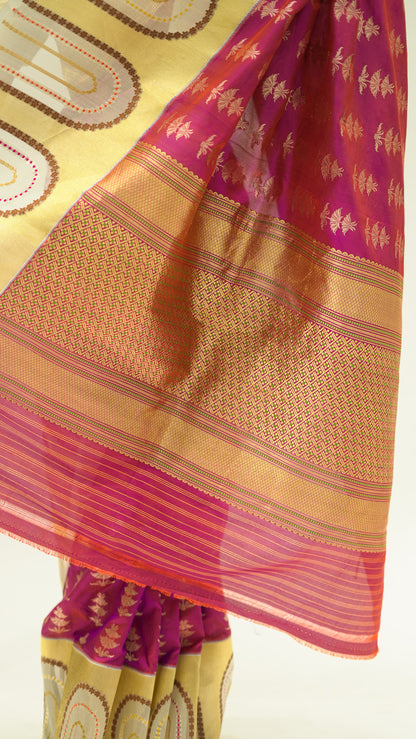 Crimson Arc Elegance Katan Silk Saree