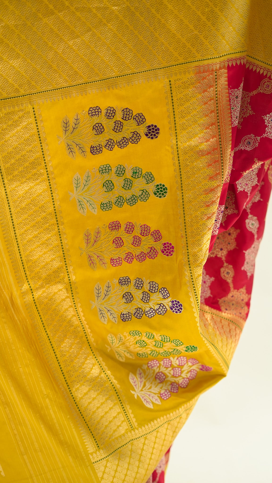 Golden Contrast Meena Katan Silk Saree