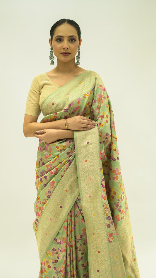 Pista Meadow Meena Iktara Silk Saree