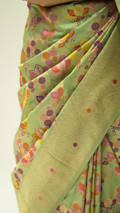 Pista Meadow Meena Iktara Silk Saree