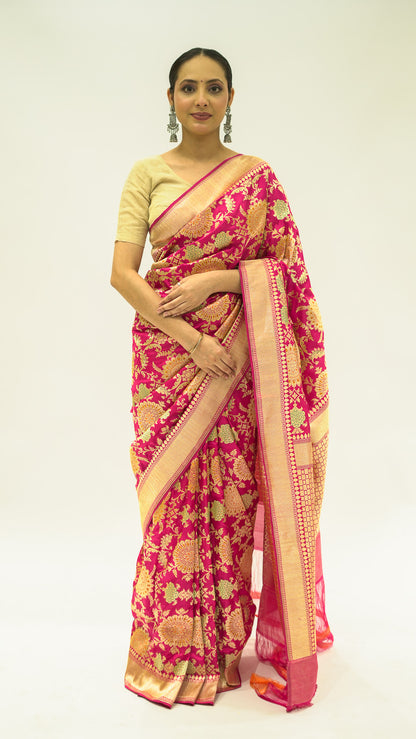 Rani Chakra Jungla Katan Silk Saree