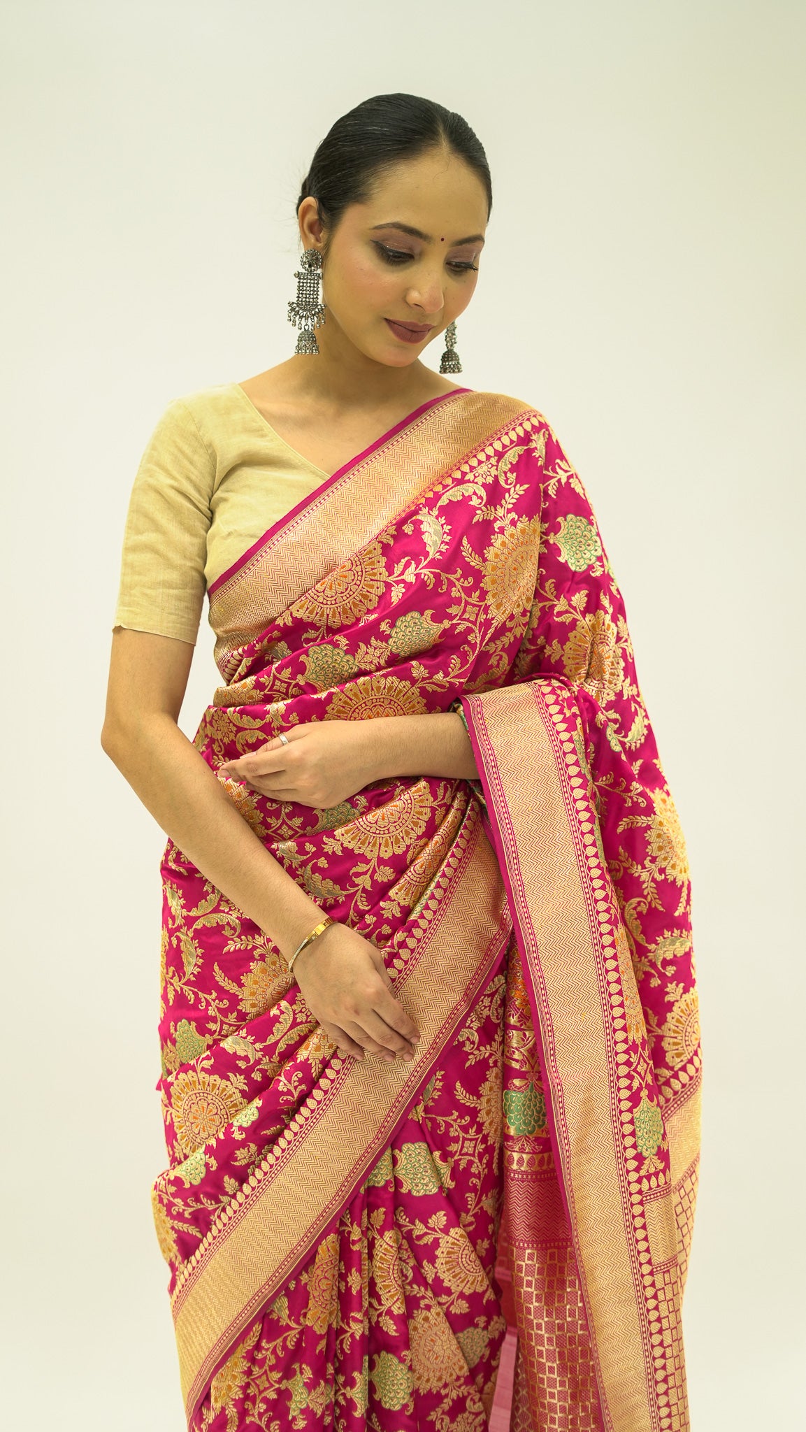 Rani Chakra Jungla Katan Silk Saree