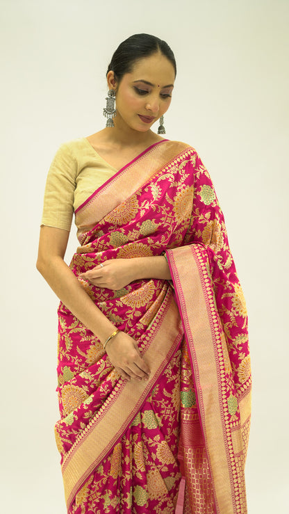 Rani Chakra Jungla Katan Silk Saree
