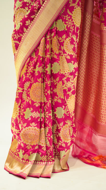 Rani Chakra Jungla Katan Silk Saree