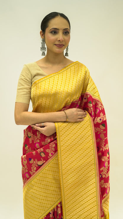 Sunlit Jungla Contrast Iktara Silk Saree