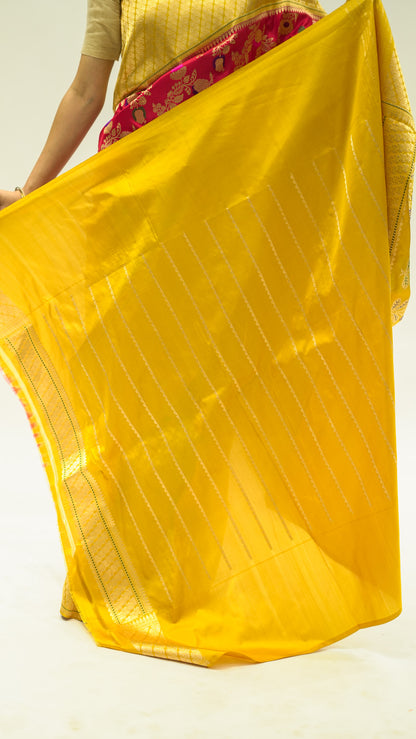 Sunlit Jungla Contrast Iktara Silk Saree