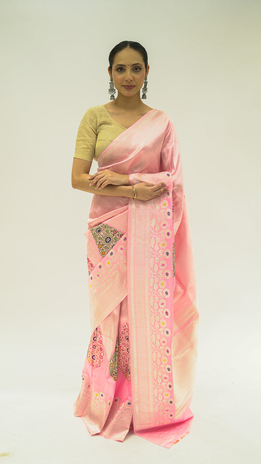 Blush Kinkhwab Elegance Katan Silk Saree