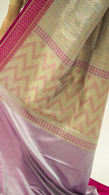 Frost Bloom Brocade Katan Silk Saree
