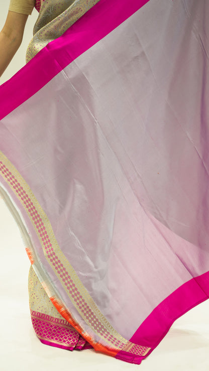 Frost Bloom Brocade Katan Silk Saree