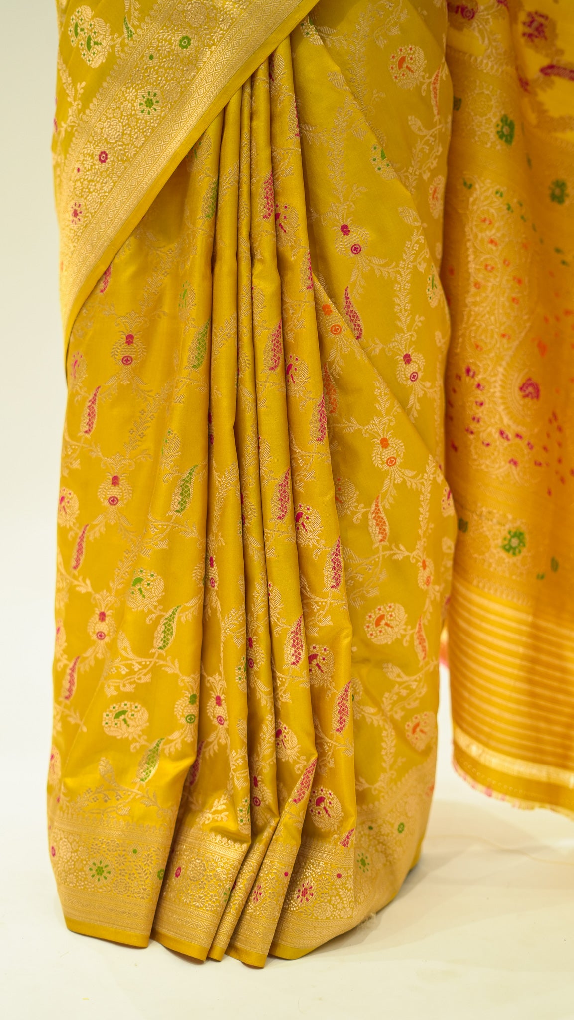 Mustard Jungla Weave Iktara Silk Saree