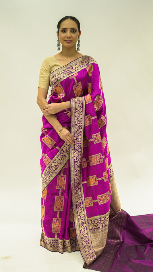 Magenta Tanchoi Grace Katan Silk Saree