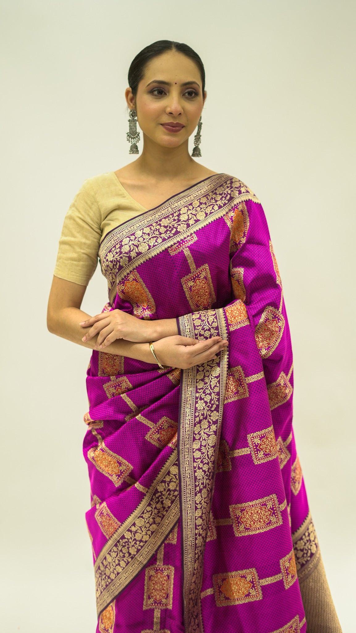 Magenta Tanchoi Grace Katan Silk Saree