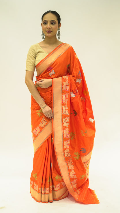Vrindavan Leela Katan Silk Saree