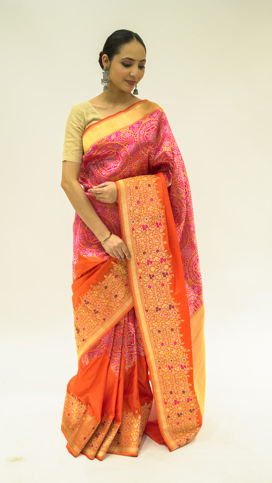 Amber Radiance Brocade Katan Silk Saree