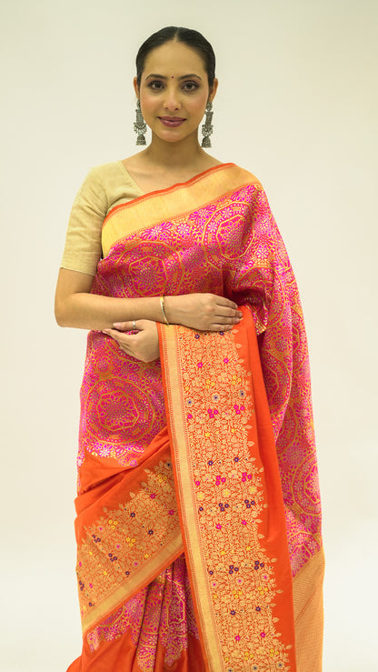 Amber Radiance Brocade Katan Silk Saree