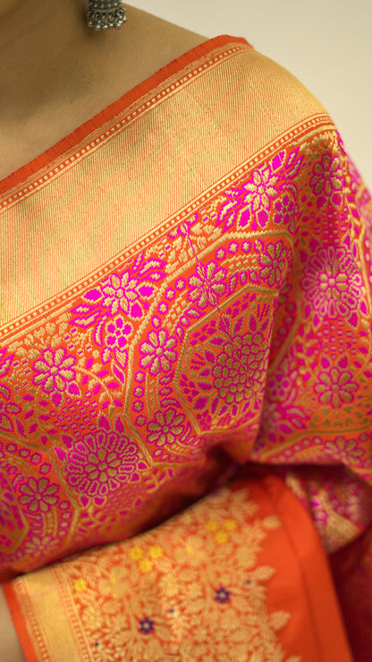 Amber Radiance Brocade Katan Silk Saree