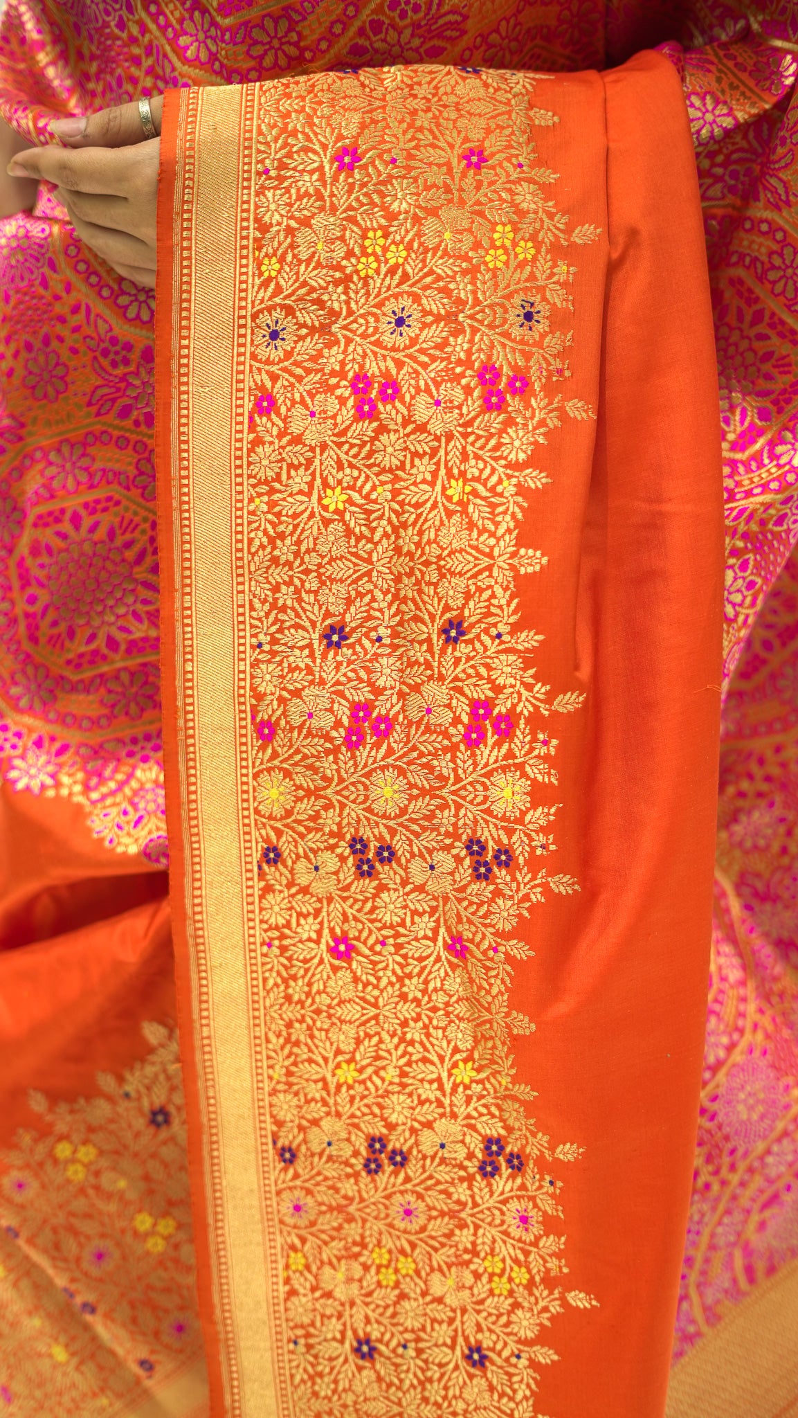 Amber Radiance Brocade Katan Silk Saree