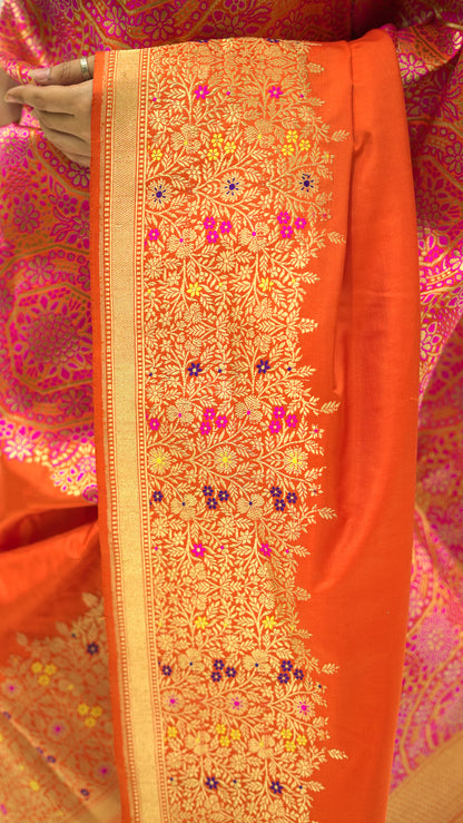 Amber Radiance Brocade Katan Silk Saree