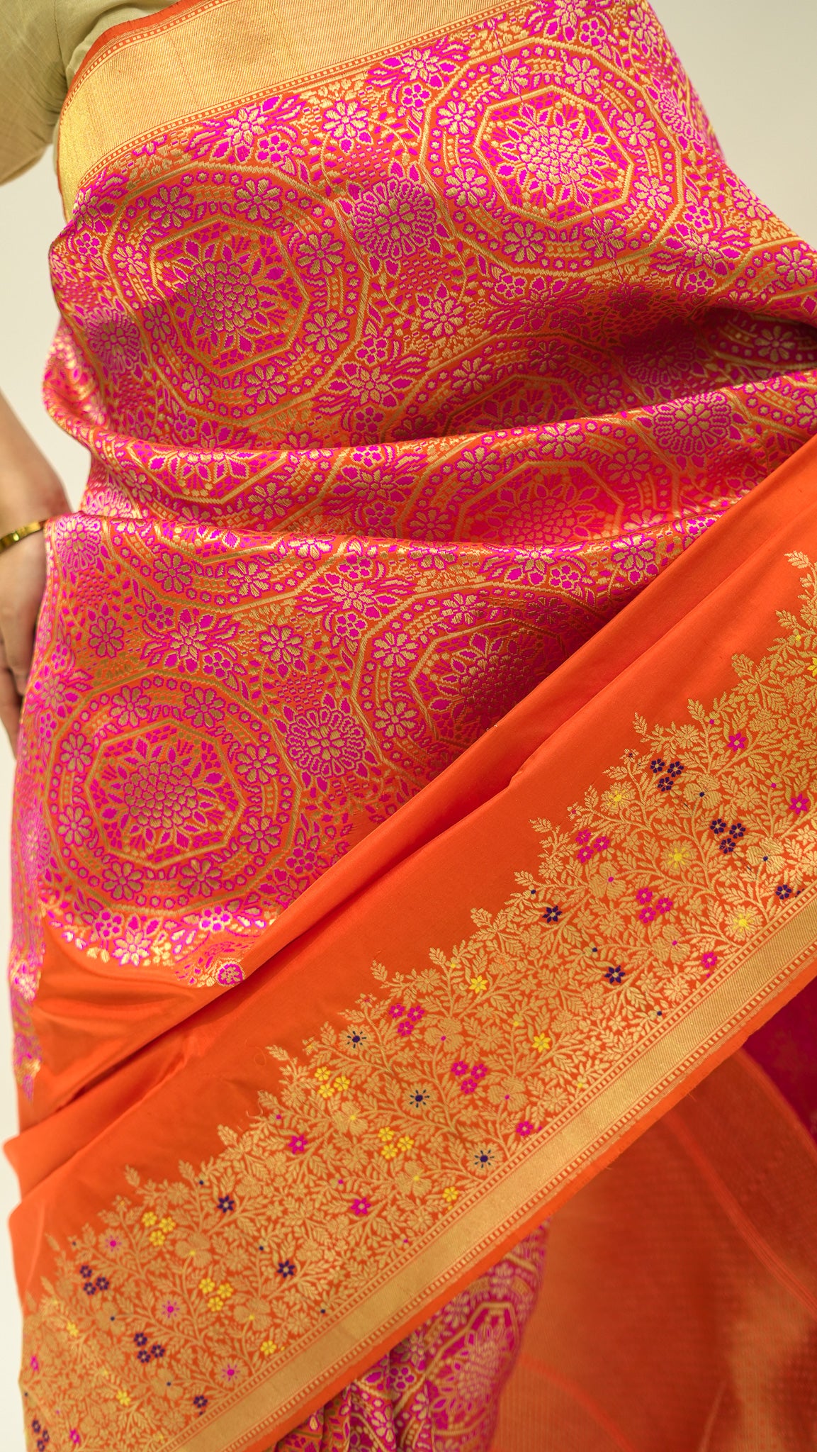 Amber Radiance Brocade Katan Silk Saree