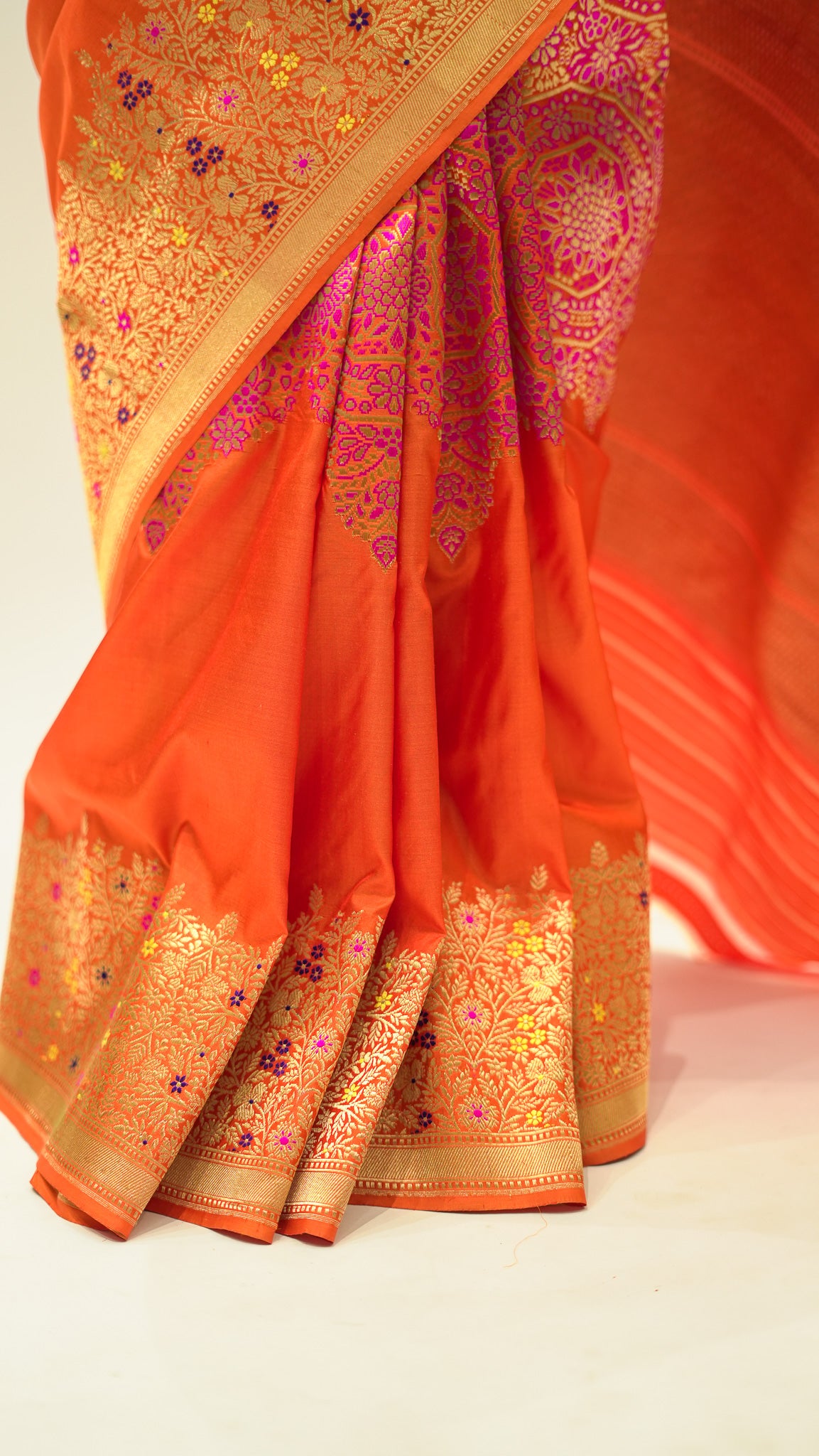 Amber Radiance Brocade Katan Silk Saree