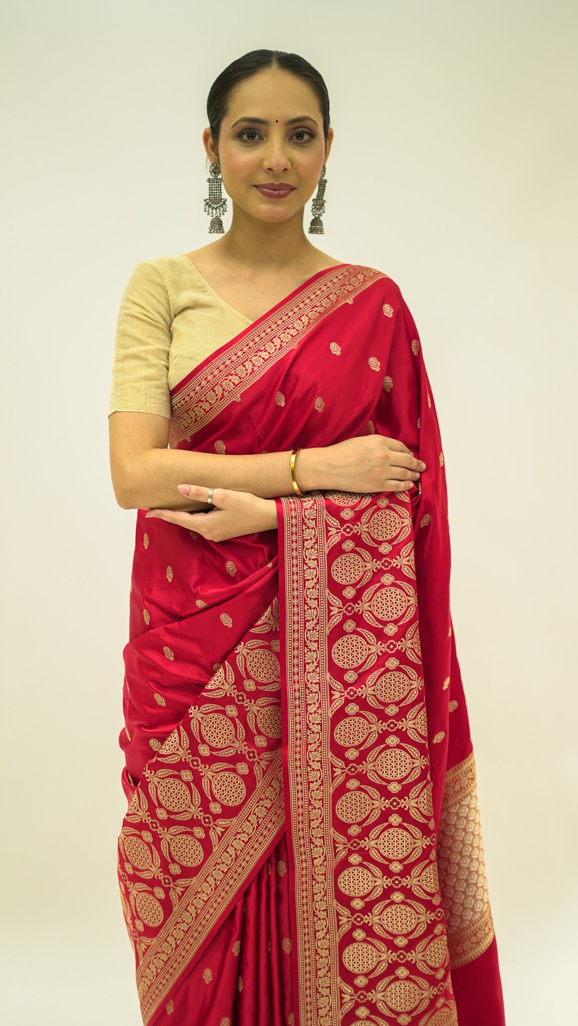 Crimson Zari Classic Katan Silk Saree