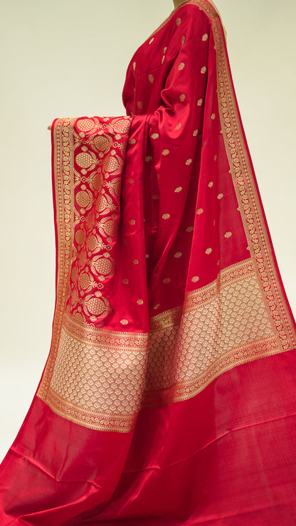 Crimson Zari Classic Katan Silk Saree