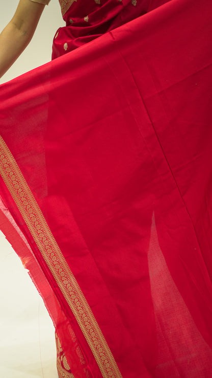 Crimson Zari Classic Katan Silk Saree
