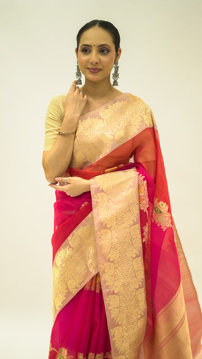 Sunset Raga Kora Silk Saree