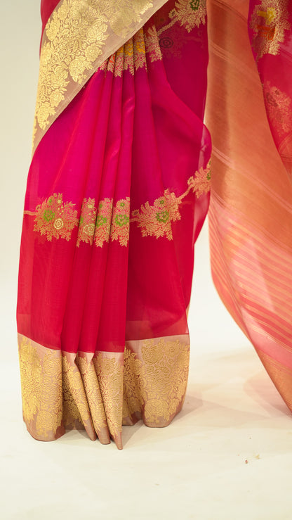 Sunset Raga Kora Silk Saree