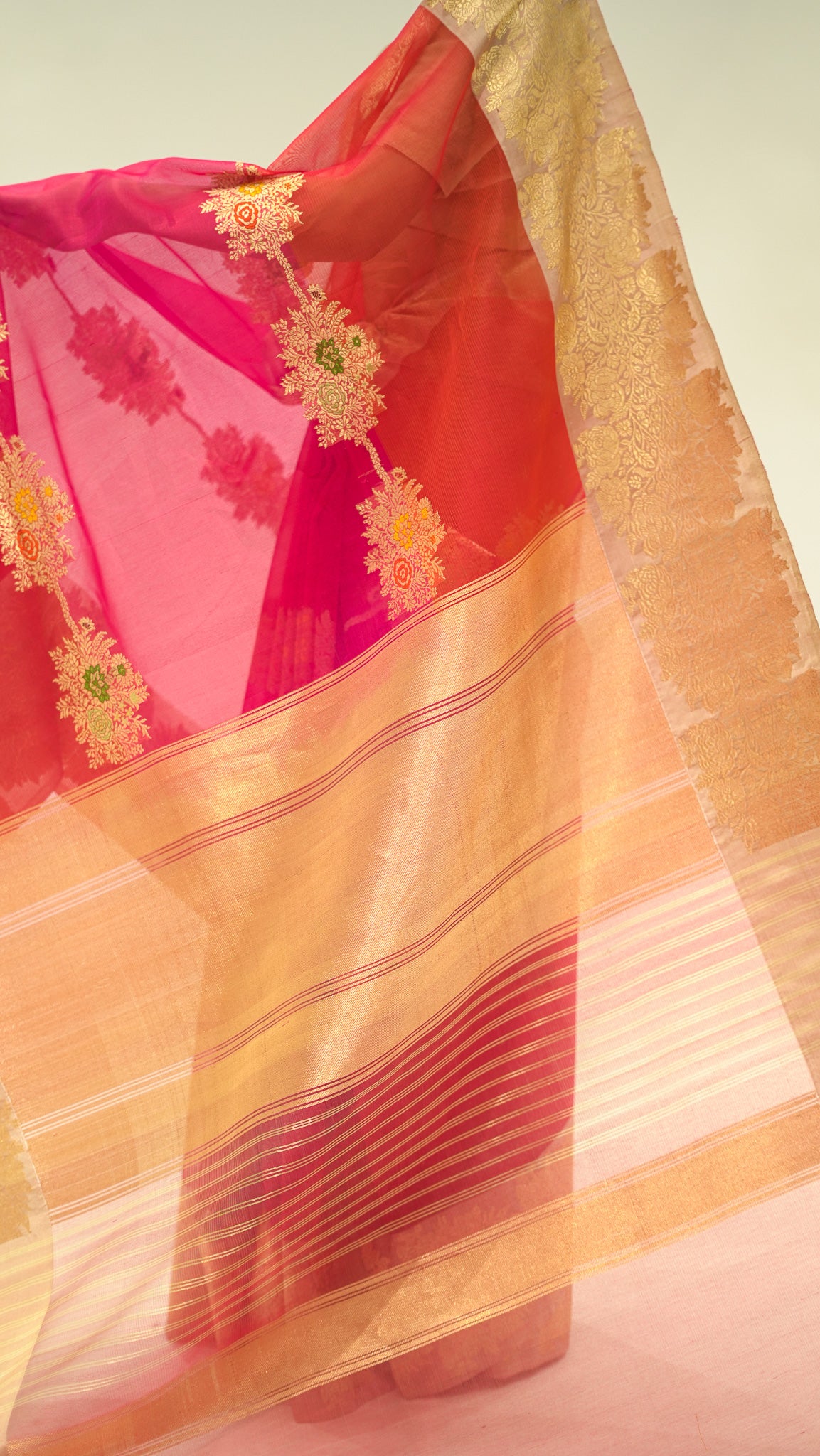 Sunset Raga Kora Silk Saree