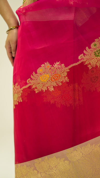 Sunset Raga Kora Silk Saree