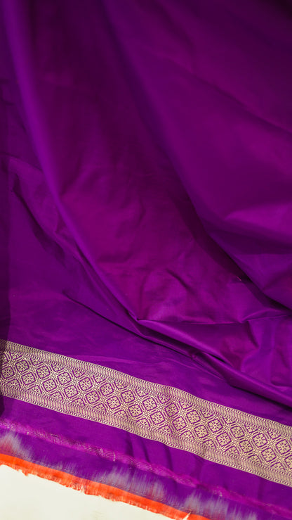 Violet Heritage Bloom Iktara Silk Saree